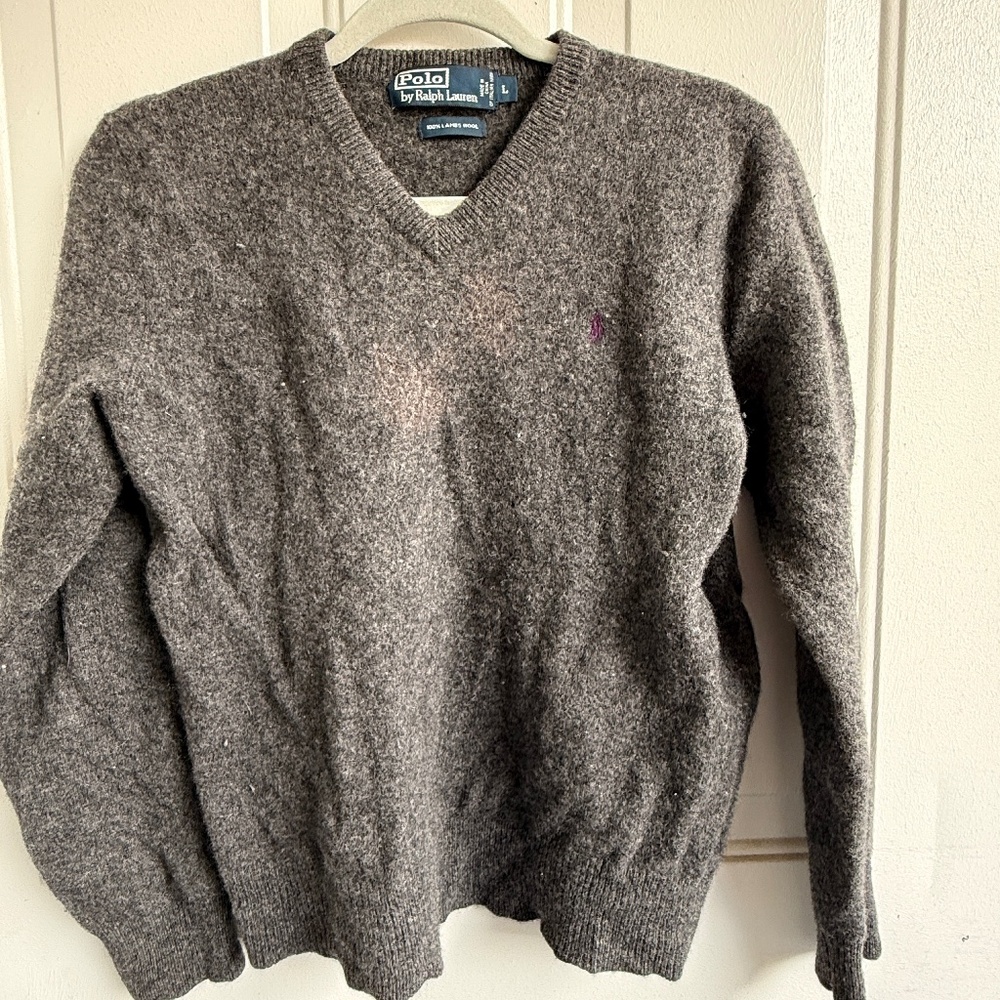POLO by Ralph Lauren‎ | Gray Lambswool Sweater | Kids Large | 100% Lambswool